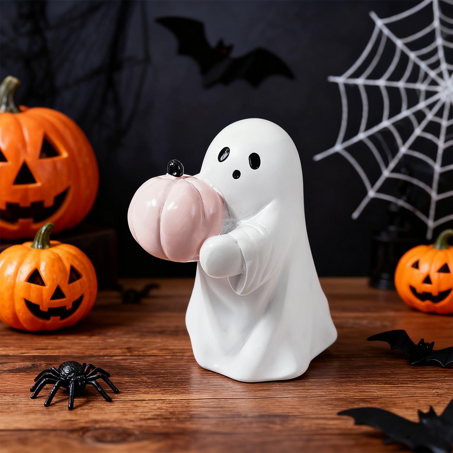 Halloween Ghost Figurine, Halloween Decoration Indoor, Cute Finger Ghost Figurine, Indoor Table Shelf Tabletop Home Office Decor