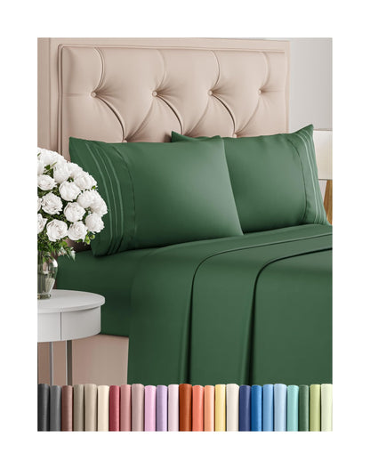 Queen Size 4 Piece Sheet Set - Comfy Breathable & Cooling Bed Sheets Set - Hotel Luxury Bedding for Women, Men, Kids, Teens, Boys & Girls - Deep Pockets, Ultra-Soft, Wrinkle Free - Oeko-Tex - Black