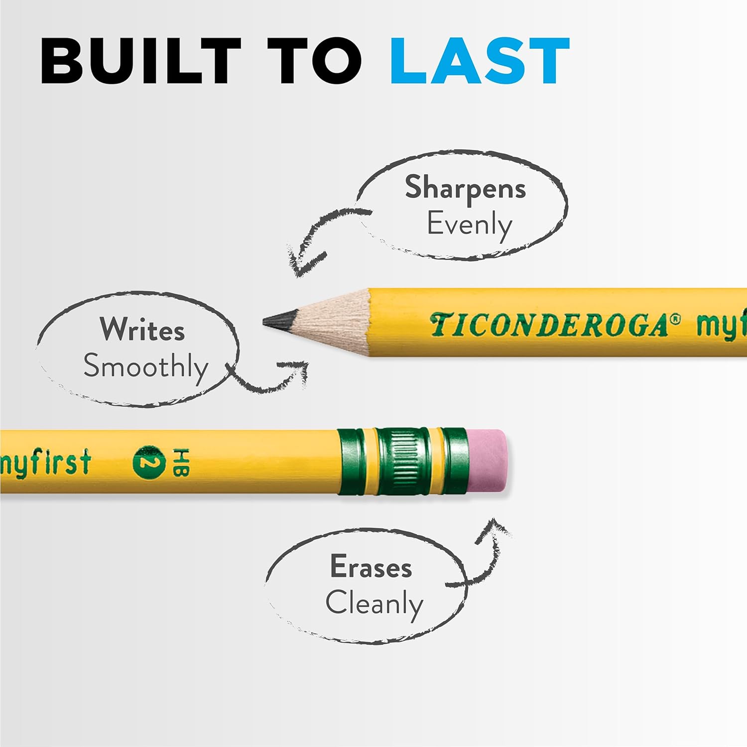 Ticonderoga® Beginners' Elementary Pencils, With Eraser, #2 Lead, Yellow Barrel, Pack Of 12