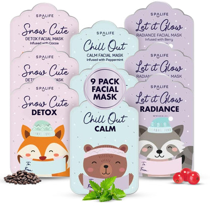 SpaLife Beauty Santa’s Workshop Christmas Face Mask Bundle | Korean Facial Masks | Hydrating, Soothing and Firming Sheet Mask Set | Christmas Face Masks for Women | Spa Party Favors | 12 Pack