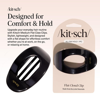 Kitsch Medium Flat Claw Clips for Women - Stylish Flat Hair Clips, Strong Hold for Thick & Fine Hair | Non-Slip for Secure, Comfortable All-Day Wear | Ideal Gifts for Women - Tortoise Design