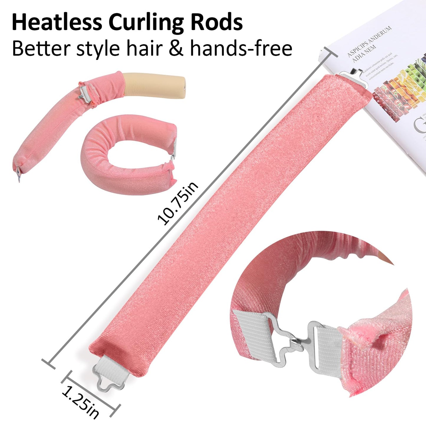 Heatless Curlers, Heatless Curls Overnight Set for Women, Soft Hair Curlers to Sleep In, Jumbo No Heat Hair Curlers Set with Headscarf and Hook for Long Hair (DarkBrown, 4 Packs)