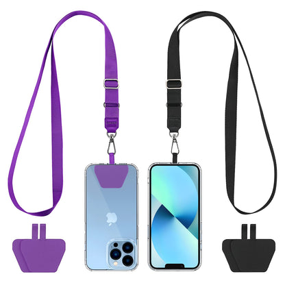 CACOE Phone Lanyard 2 Pack-2× Adjustable Neck Strap,2× Phone Patches,Universal Cell Phone Multifuctional Patch Lanyards Compatible with Most Smartphones(Black+Gray)