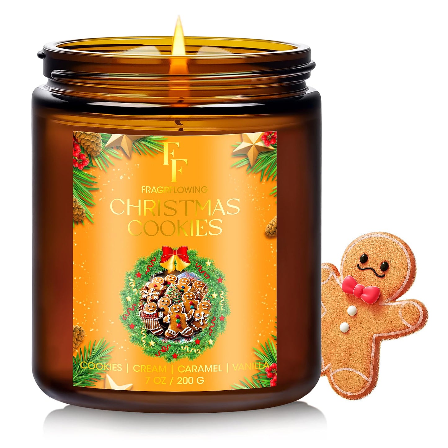 Christmas Candles Set, Scented Candles for Home, 4 Pack Holiday Natural Soy Candles, Christmas Gifts for Women Men, Festival Fragrance of Balsam Cedar/Cookies/Mulled Cider/Cinnamon
