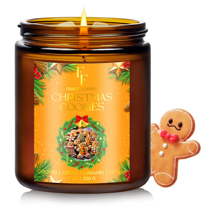 Christmas Candles Set, Scented Candles for Home, 4 Pack Holiday Natural Soy Candles, Christmas Gifts for Women Men, Festival Fragrance of Balsam Cedar/Cookies/Mulled Cider/Cinnamon
