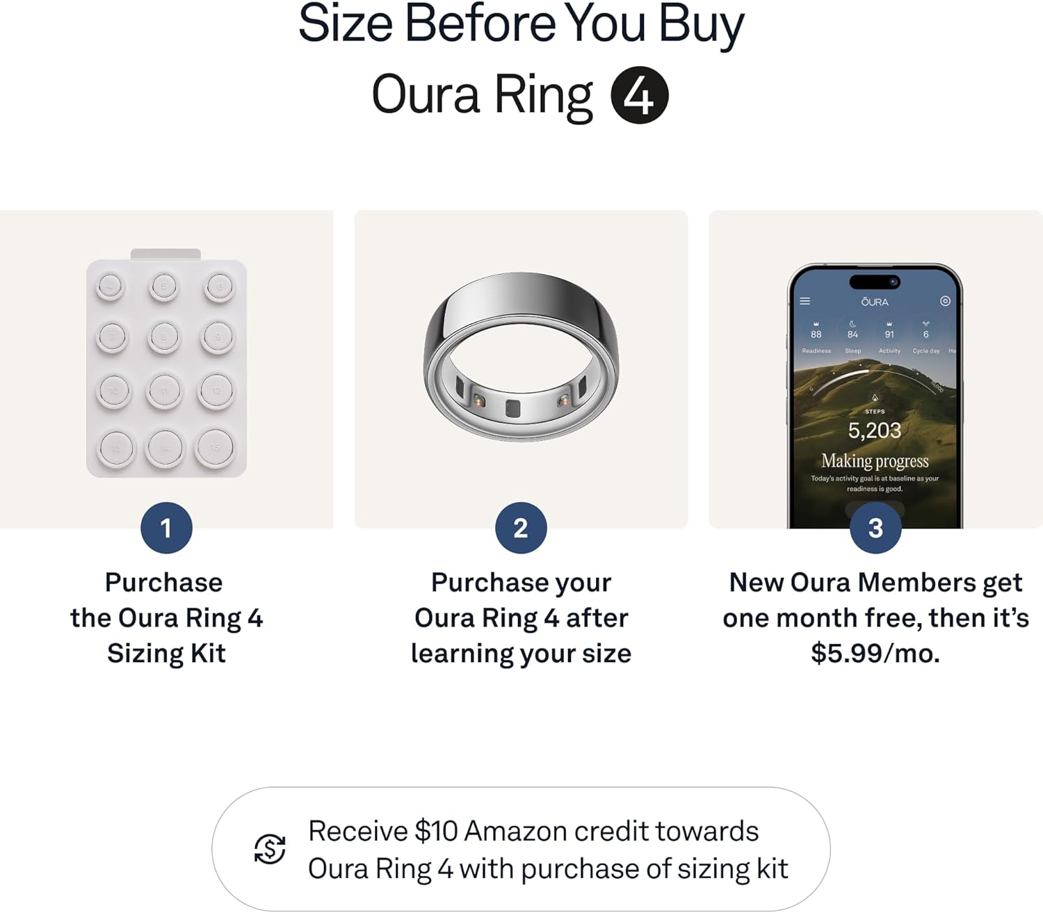 Oura Ring 4 - Silver - Size 9 - Size Before You Buy