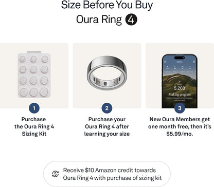 Oura Ring 4 - Silver - Size 9 - Size Before You Buy