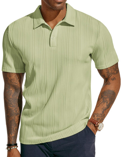 PJ PAUL JONES Mens Textured Knit Polo Shirts Regular Fit Stretchy Golf Shirts