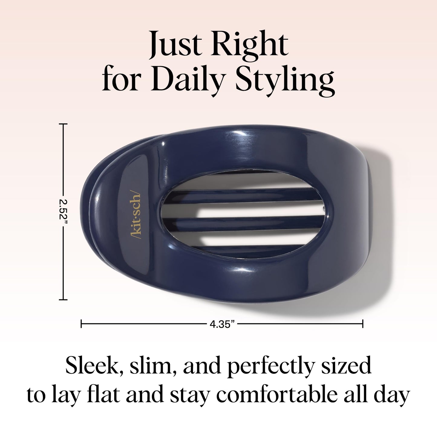 Kitsch Medium Flat Claw Clips for Women - Stylish Flat Hair Clips, Strong Hold for Thick & Fine Hair | Non-Slip for Secure, Comfortable All-Day Wear | Ideal Gifts for Women - Tortoise Design