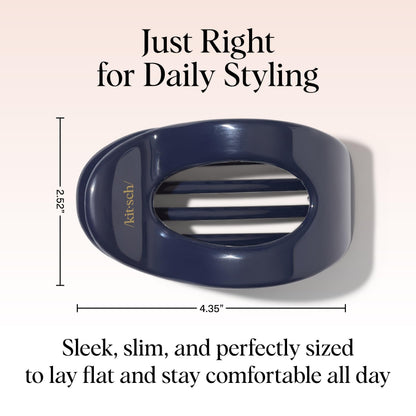 Kitsch Medium Flat Claw Clips for Women - Stylish Flat Hair Clips, Strong Hold for Thick & Fine Hair | Non-Slip for Secure, Comfortable All-Day Wear | Ideal Gifts for Women - Tortoise Design