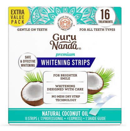 GuruNanda Teeth Whitening Strips - 7-Day Treatment with Non-Slip, Dry Strip Technology - Whitening Designed with Care for a Brighter Smile