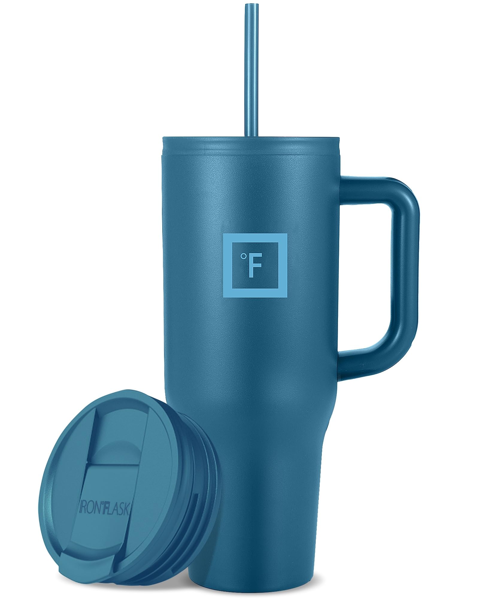 IRON °FLASK Co-Pilot Insulated Mug w/Straw & Flip Cap Lids - Cup Holder Bottle for Hot, Cold Drink - Leak-Proof - Water, Coffee Portable Travel Mug - Aurora, 40 Oz