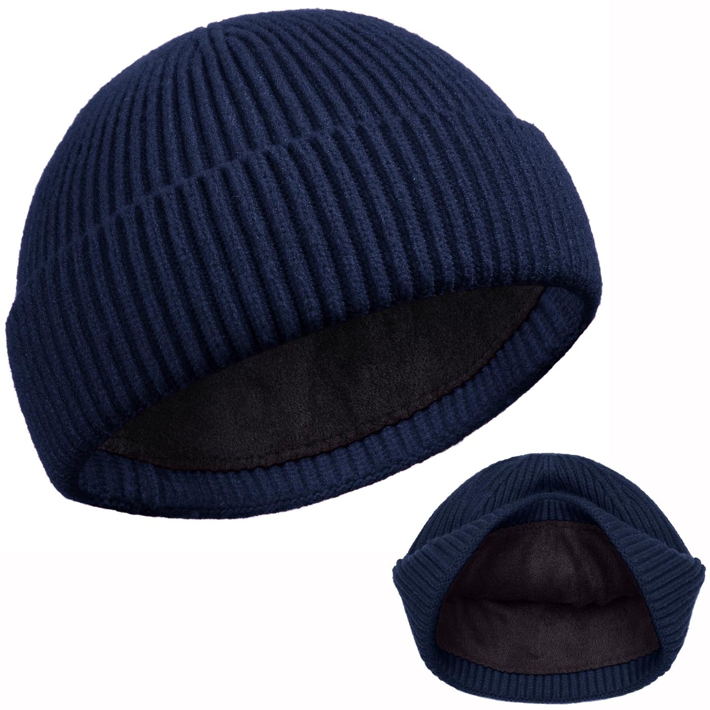 ROYBENS Swag Wool Knit Cuff Short Fisherman Beanie for Men Women, Winter Warm Hats