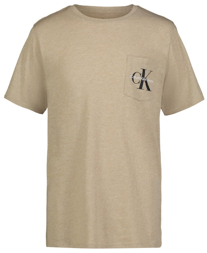 Calvin Klein Boys' Short Sleeve Pocket Logo Crew Neck T-Shirt, Soft, Comfortable, Relaxed Fit