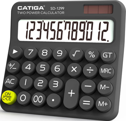 CATIGA Desktop Calculator 8 Digit with Solar Power and LCD Display, Big Buttons, for Home, Office, School, Class and Business, 4 Function Small Basic Calculators for Desk, CD-8185