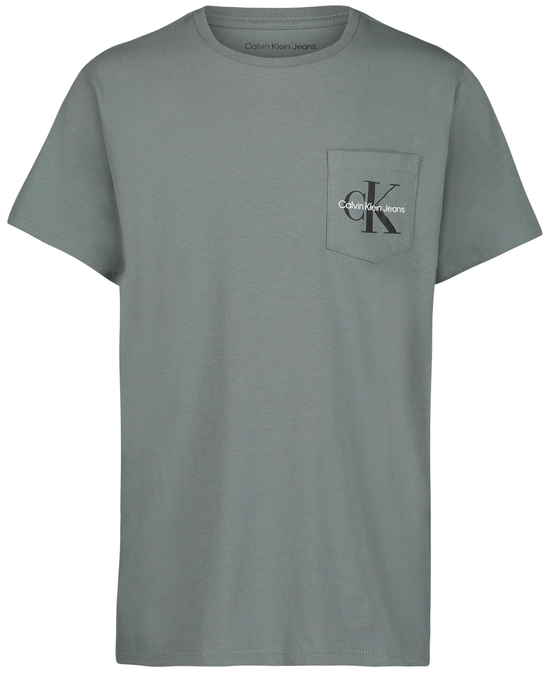 Calvin Klein Boys' Short Sleeve Pocket Logo Crew Neck T-Shirt, Soft, Comfortable, Relaxed Fit
