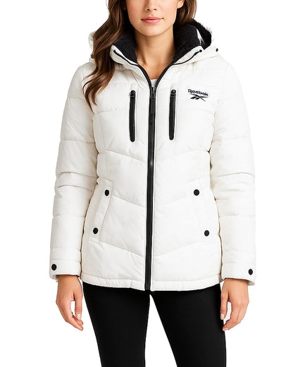 Reebok Womens Puffer Jacket - Heavyweight Puffer Coat with Faux Fur Trim Hood - Outerwear Down Winter Jackets for Women