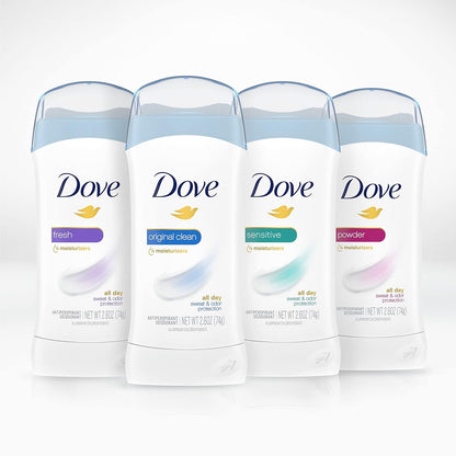 Dove Invisible Solid Antiperspirant Deodorant Stick for Women, Original Clean, For All Day Underarm Sweat and Odor Protection 2.6 oz 2 Count