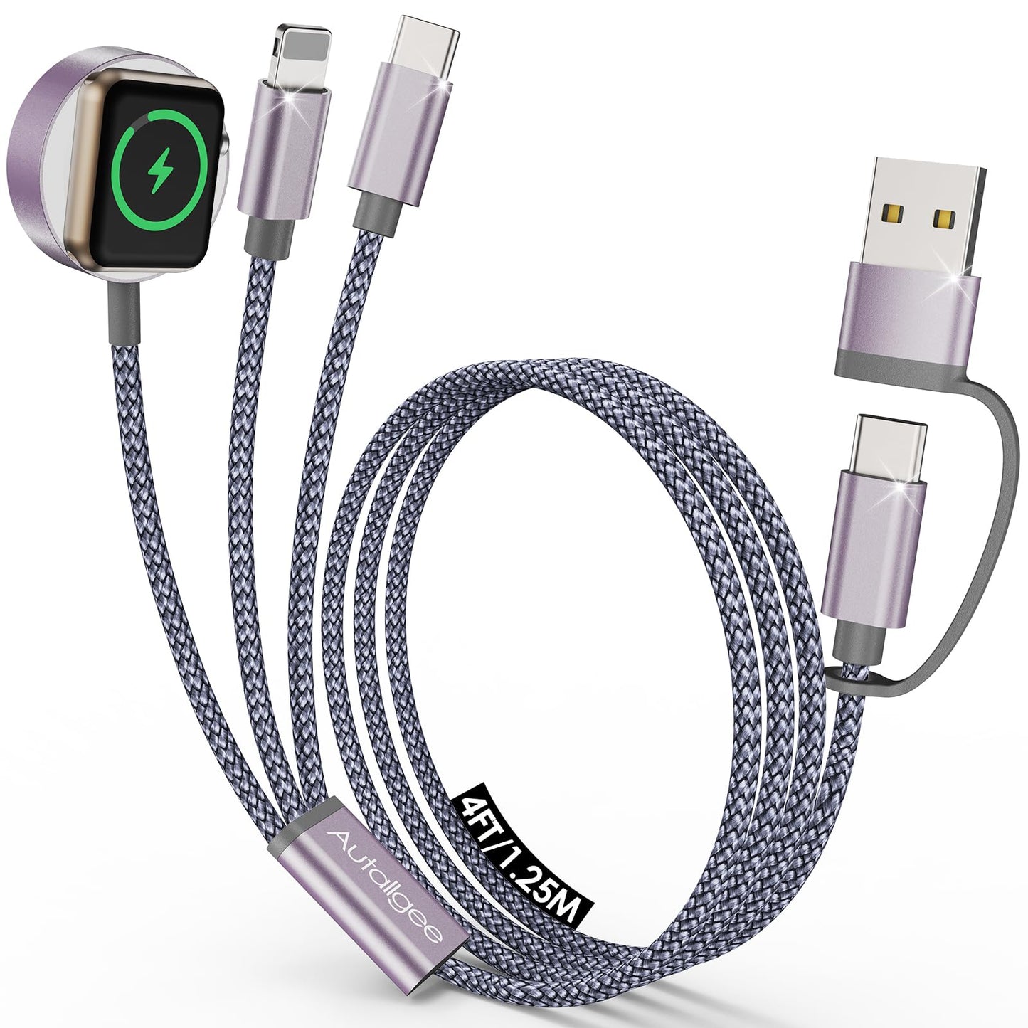 Travel Essentials for Apple Watch Charger,3 in 2 USB C Cable PD20W Block for Multi Charging Cable Cord,Vacation Camping RV Essentials Portable Designed for iWatch &iPhone 17-11 -4.1FT