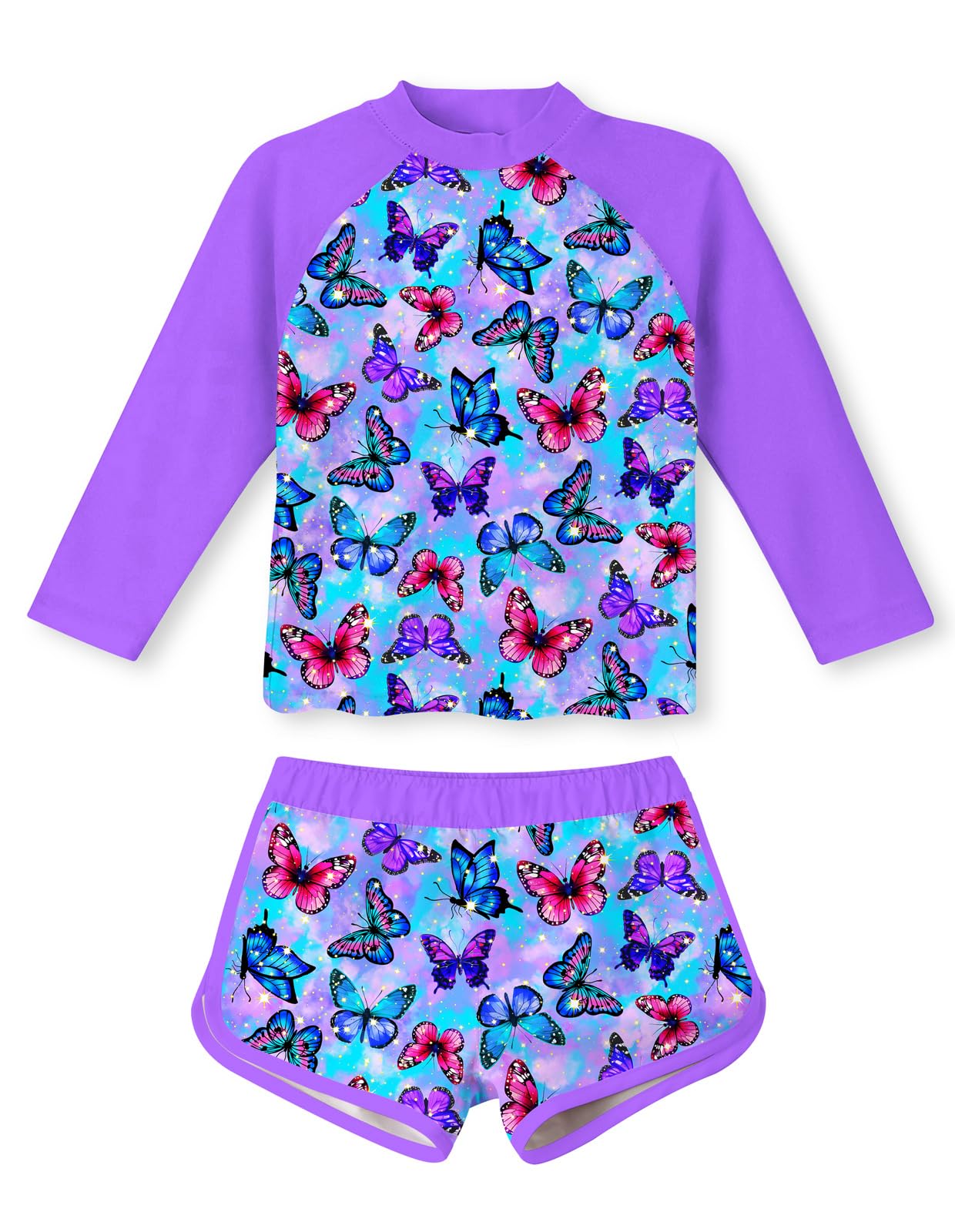 Vogseek Girls Rash Guard Two Pieces Swimsuit Long Sleeve Bathing Suit for 3-10 Years