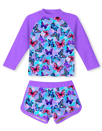 Vogseek Girls Rash Guard Two Pieces Swimsuit Long Sleeve Bathing Suit for 3-10 Years