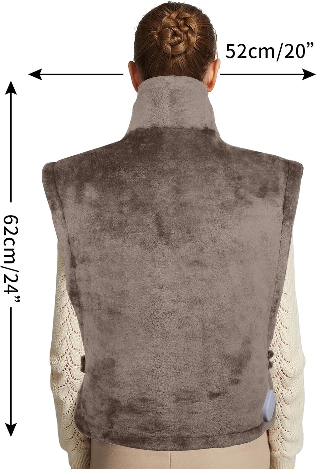 26" x 35" Flannel Neck&Shoulder&Back Heating Pad with 12 Temperature Settings&Countdown Timer, Pain Relief for Back/Neck/Shoulders/Menstrual Pain, Christmas Gifts for Women Men Mom Dad(Light Tan)