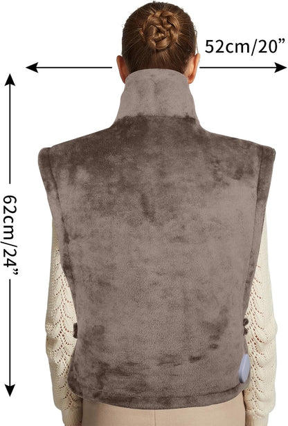 26" x 35" Flannel Neck&Shoulder&Back Heating Pad with 12 Temperature Settings&Countdown Timer, Pain Relief for Back/Neck/Shoulders/Menstrual Pain, Christmas Gifts for Women Men Mom Dad(Light Tan)