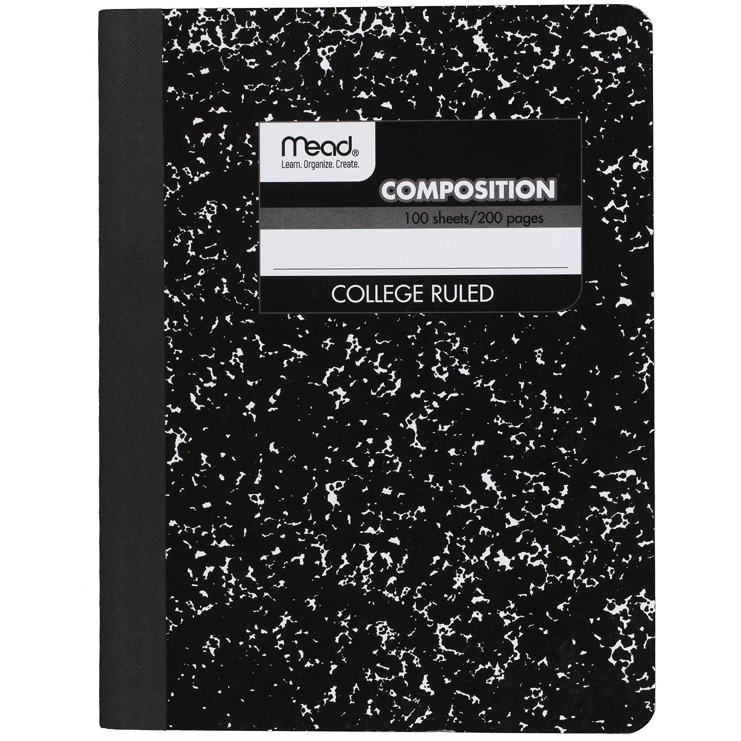 Mead Composition Notebook, 12 Pack, College Ruled Paper, 7-1/2" x 9-3/4", 100 Sheets per Comp Book, Black Marble (72938)