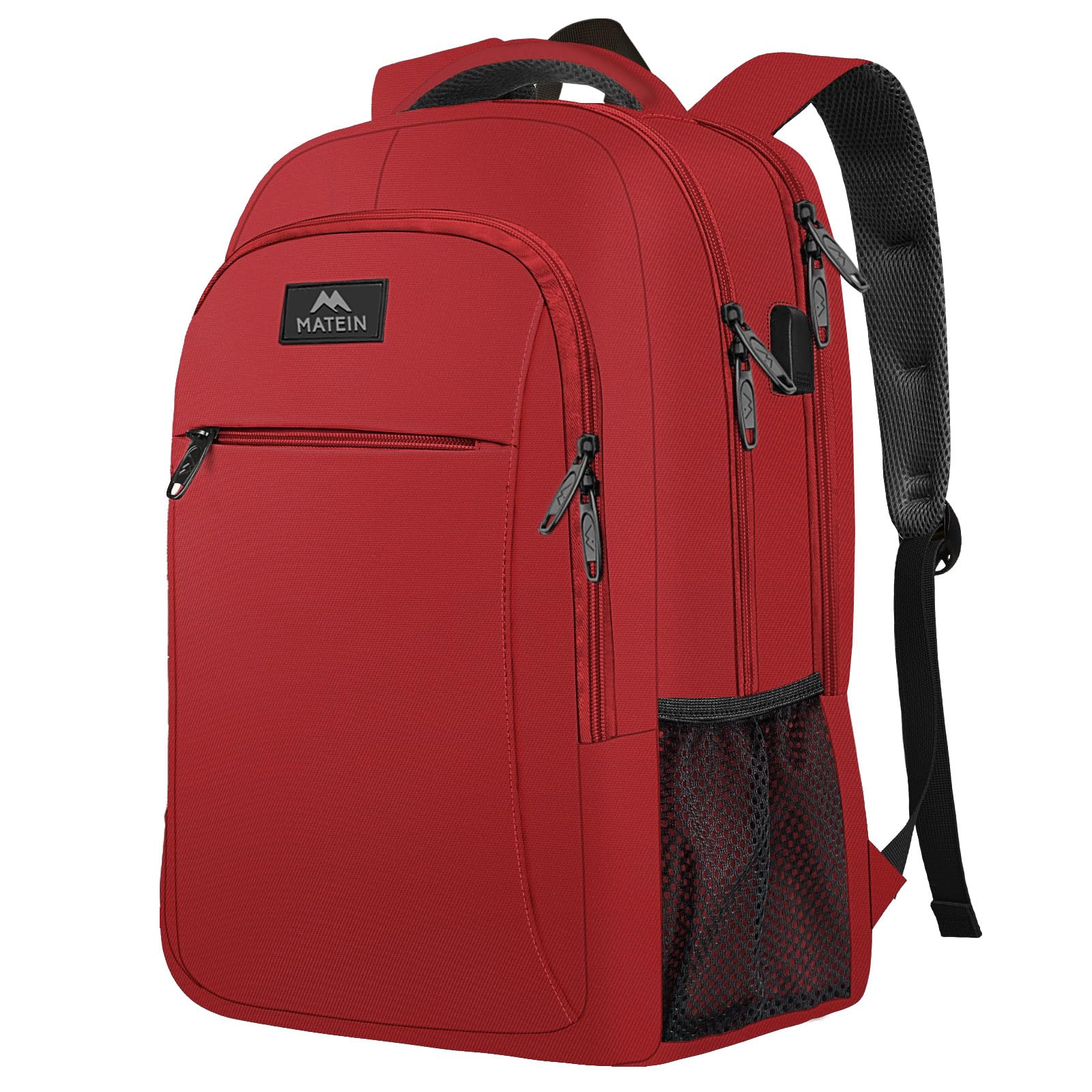 MATEIN Travel Laptop Backpack, Business Anti Theft Slim Sturdy Laptops Backpack with USB Charging Port, Water Resistant College School Computer Bag Gift for Men & Women Fits 15.6 Inch Notebook, Grey