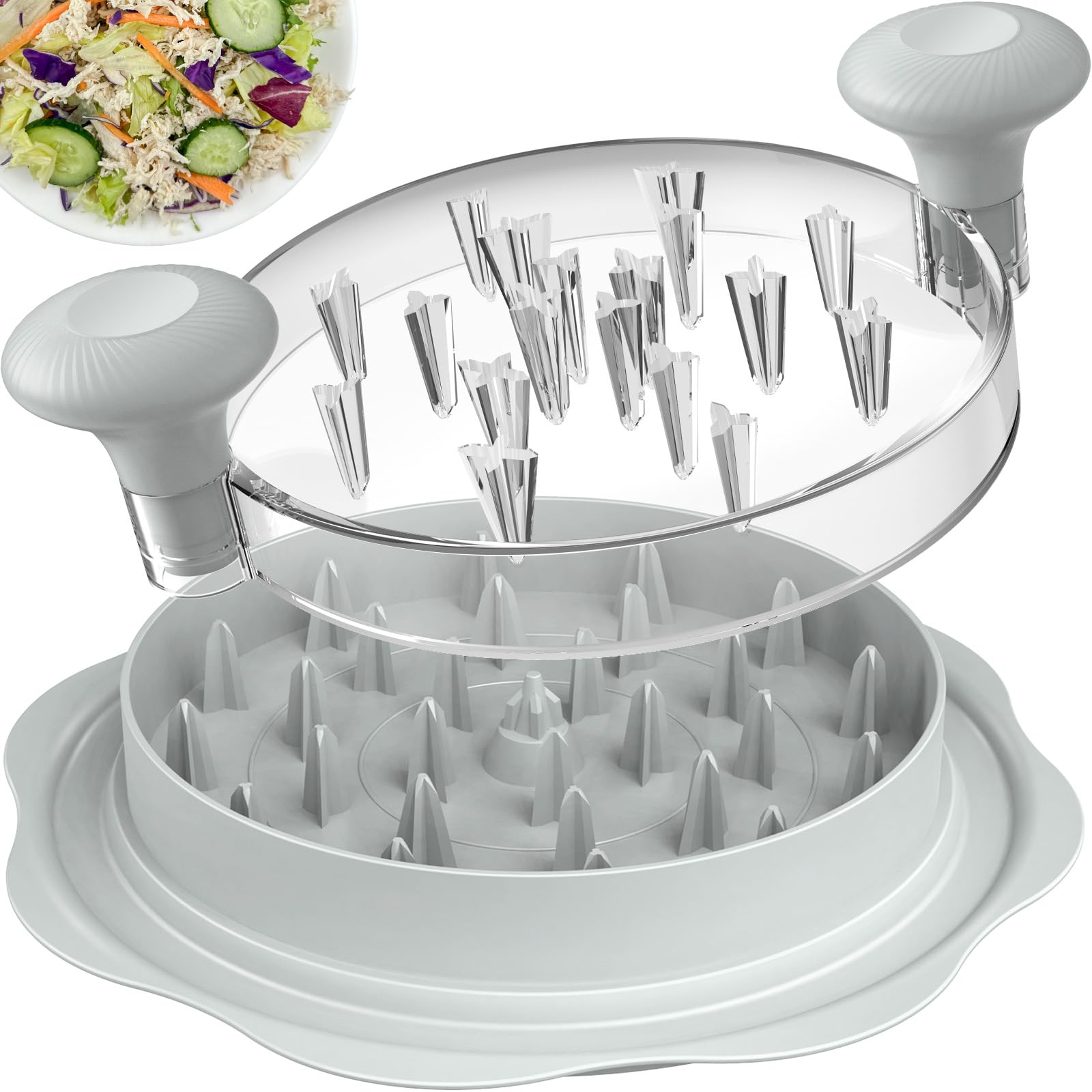 10" Pro Chicken Shredder Tool Twist Large for Kitchen, BPA-Free Food-Safe Meat Grinder, Visible Chicken Breast Meat Shredder with Strong Anti-Slip Bottom & Ergonomic Handle, Black