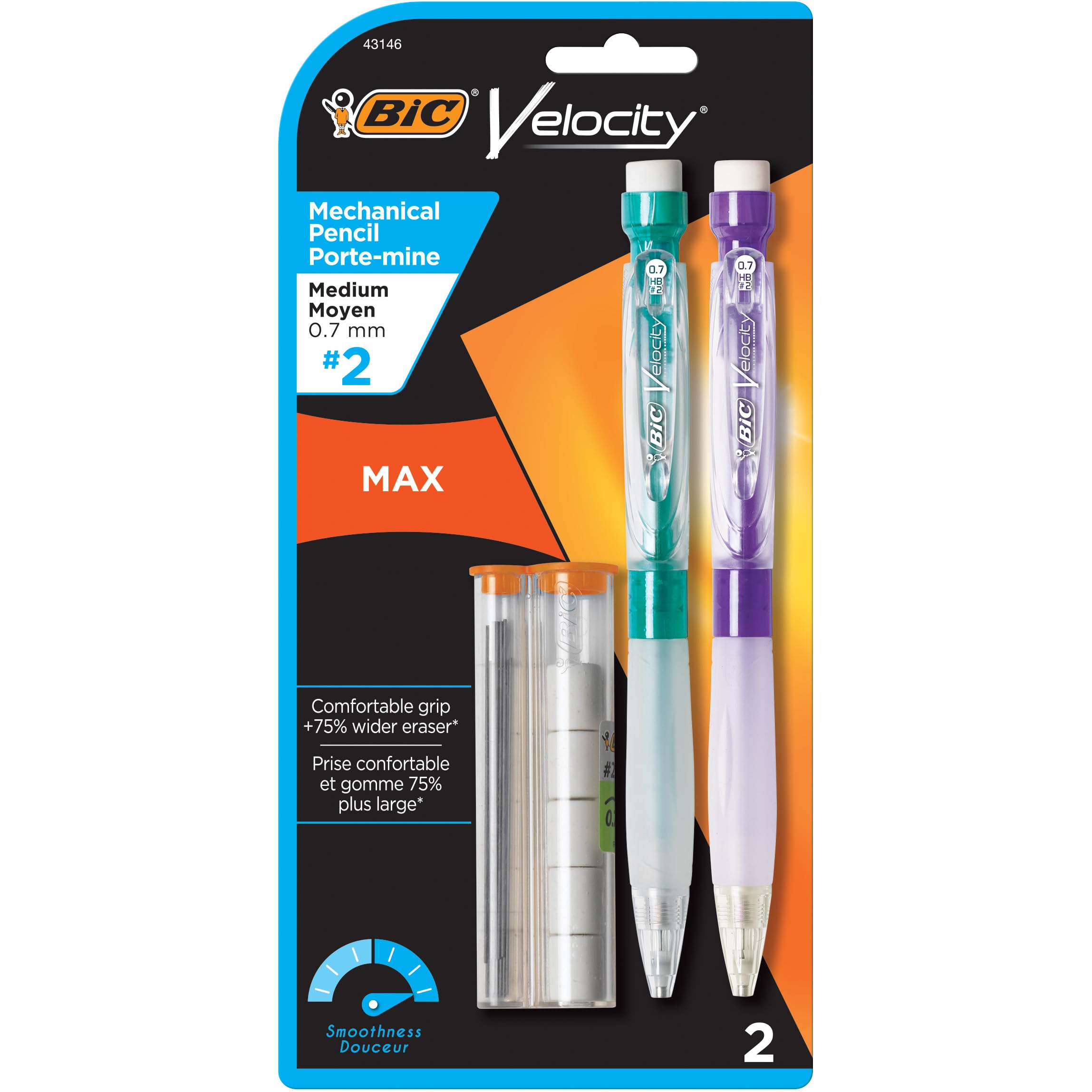 BIC Velocity Colored Lead Mechanical Pencils, Assorted Colors, 6-Pack, Colored Pencils for Classrooms and School Supplies