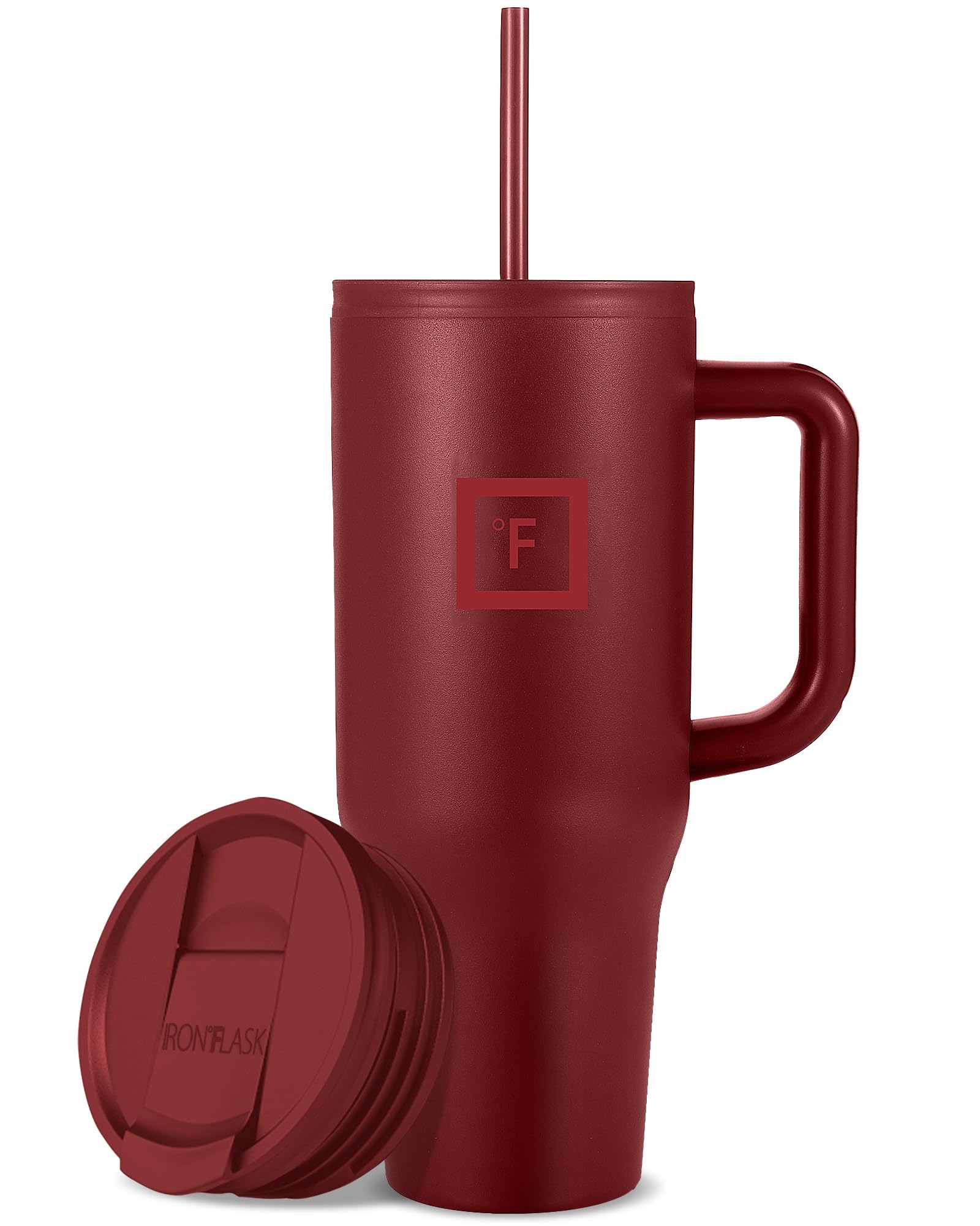 IRON °FLASK Co-Pilot Insulated Mug w/Straw & Flip Cap Lids - Cup Holder Bottle for Hot, Cold Drink - Leak-Proof - Water, Coffee Portable Travel Mug - Aurora, 40 Oz