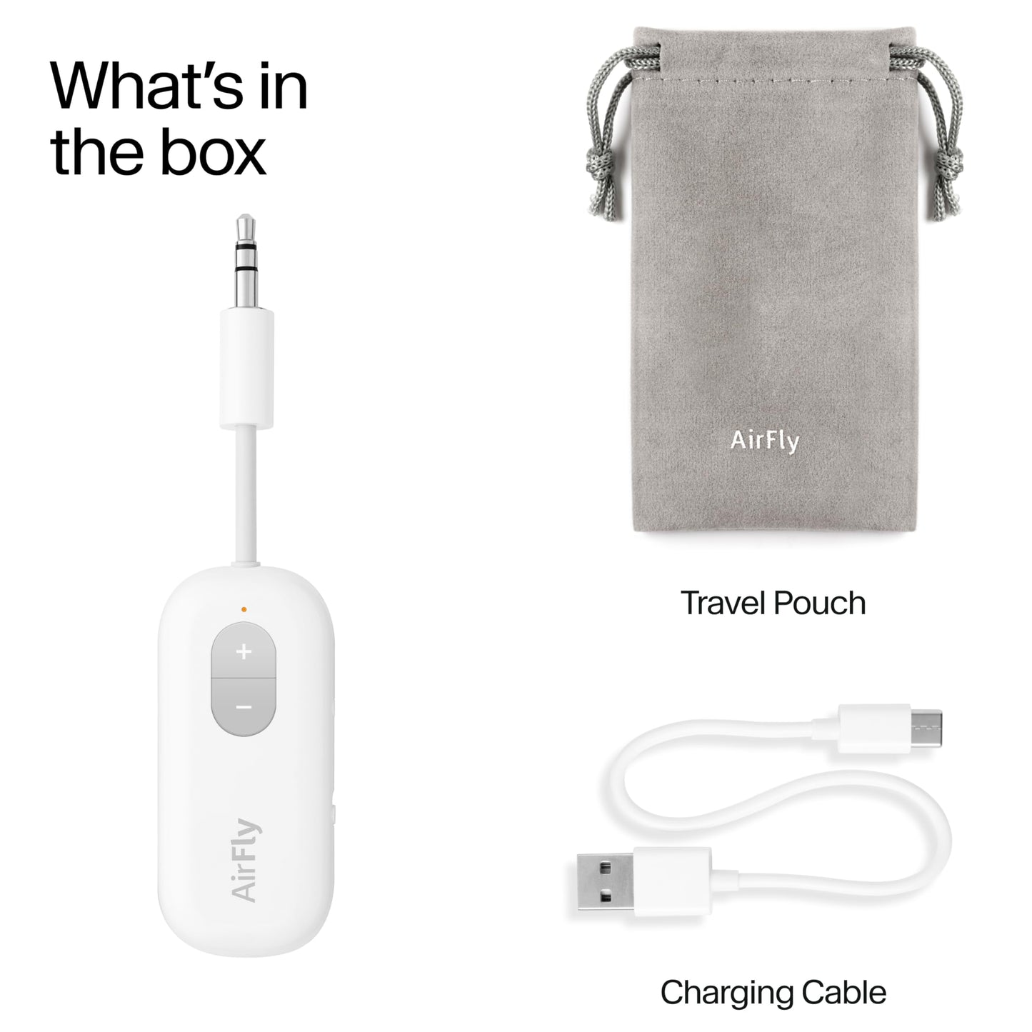 AirFly Pro 2 Deluxe – Bluetooth Adapter for Airplane, Pair 2 AirPods or Wireless Headphones – 3.5mm AUX Bluetooth Transmitter/Receiver for Cars, Boats, Treadmills, TVs – Airplane Travel Essentials