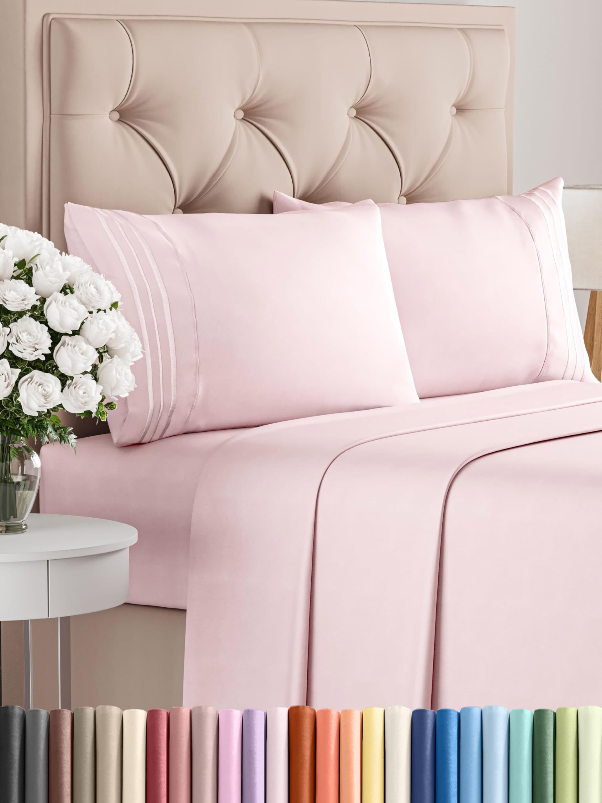 Queen Size 4 Piece Sheet Set - Comfy Breathable & Cooling Bed Sheets Set - Hotel Luxury Bedding for Women, Men, Kids, Teens, Boys & Girls - Deep Pockets, Ultra-Soft, Wrinkle Free - Oeko-Tex - Black