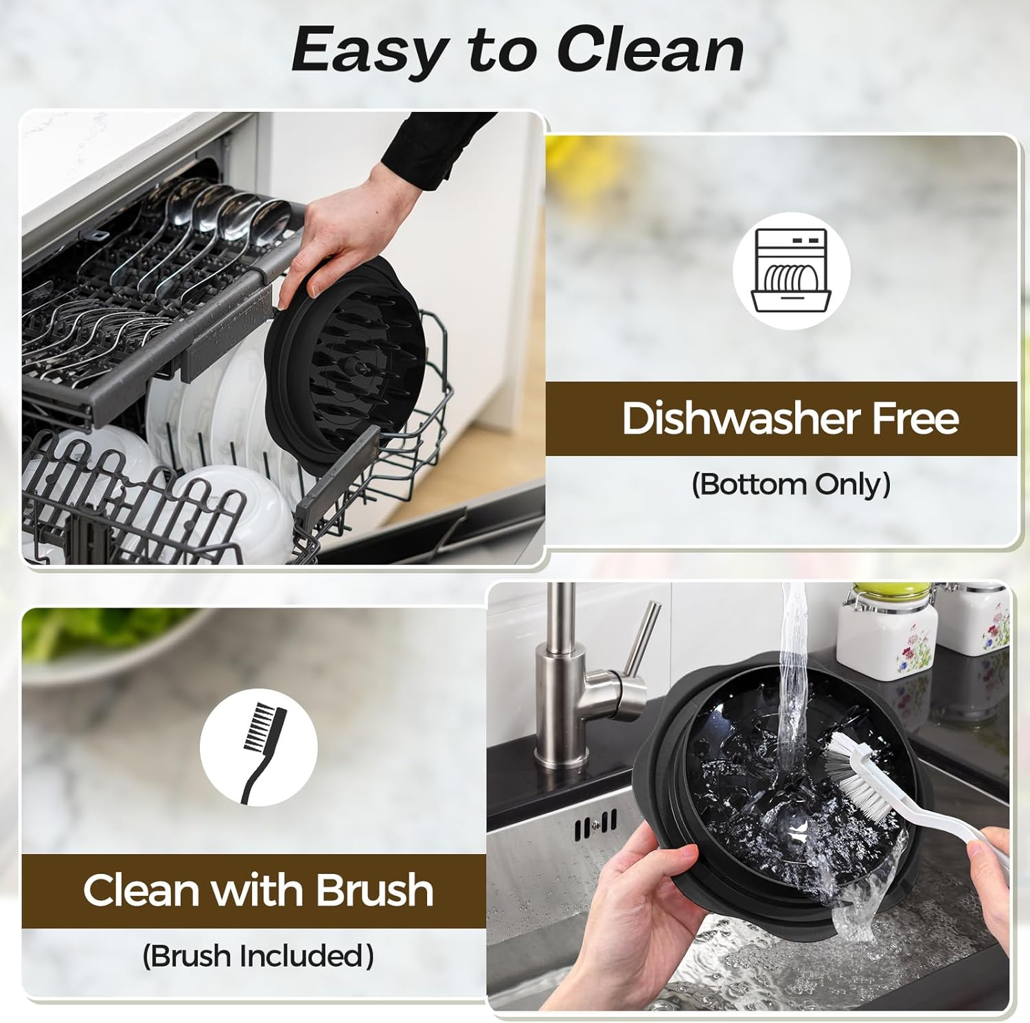 10" Pro Chicken Shredder Tool Twist Large for Kitchen, BPA-Free Food-Safe Meat Grinder, Visible Chicken Breast Meat Shredder with Strong Anti-Slip Bottom & Ergonomic Handle, Black