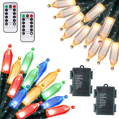 Brightown Battery Operated Christmas Lights 4 Pack 18 Feet 50 LED Clear Mini String Lights with 8 Modes Waterproof Tree Lights for Xmas Outdoor Indoor Holiday Party Garden Decor, Warm White