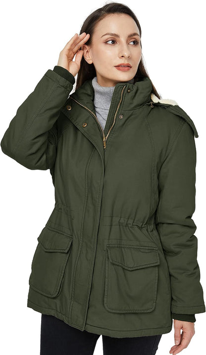 WenVen Women's Winter Warm Sherpa Lined Jacket Heavy Parka Coat with Hood