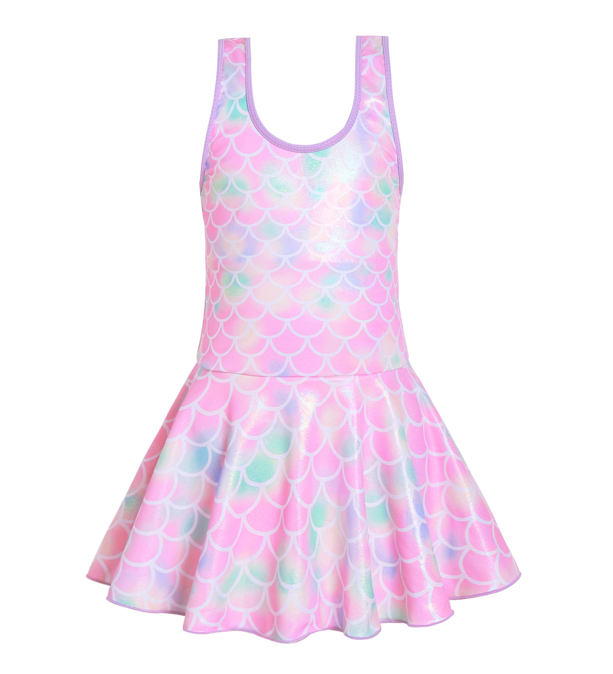 Akokvlar Girl One Piece Swimsuit with Skirt Bathing Suit Swimwear 3-16Y
