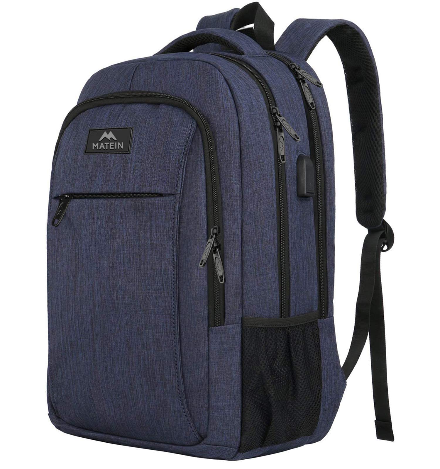 MATEIN Travel Laptop Backpack, Business Anti Theft Slim Sturdy Laptops Backpack with USB Charging Port, Water Resistant College School Computer Bag Gift for Men & Women Fits 15.6 Inch Notebook, Grey