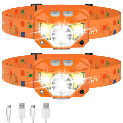 LHKNL Headlamp Flashlight, Lumen Ultra-Light Bright LED Rechargeable Headlight with White Red Light, 2-Pack Waterproof Motion Sensor Head Lamp,8 Modes for Outdoor Camping Running Hiking Fishing