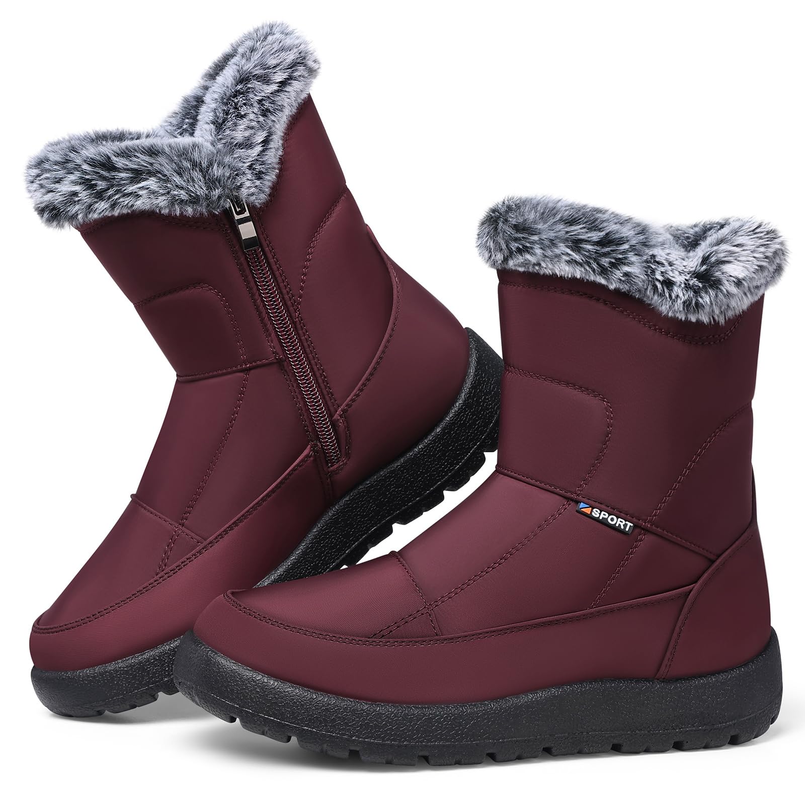 SHIBEVER Women's Snow Boots Winter: Waterproof Fur Lined Anti-Slip Ankle Booties Outdoor Comfortable Warm Women Snow Boot
