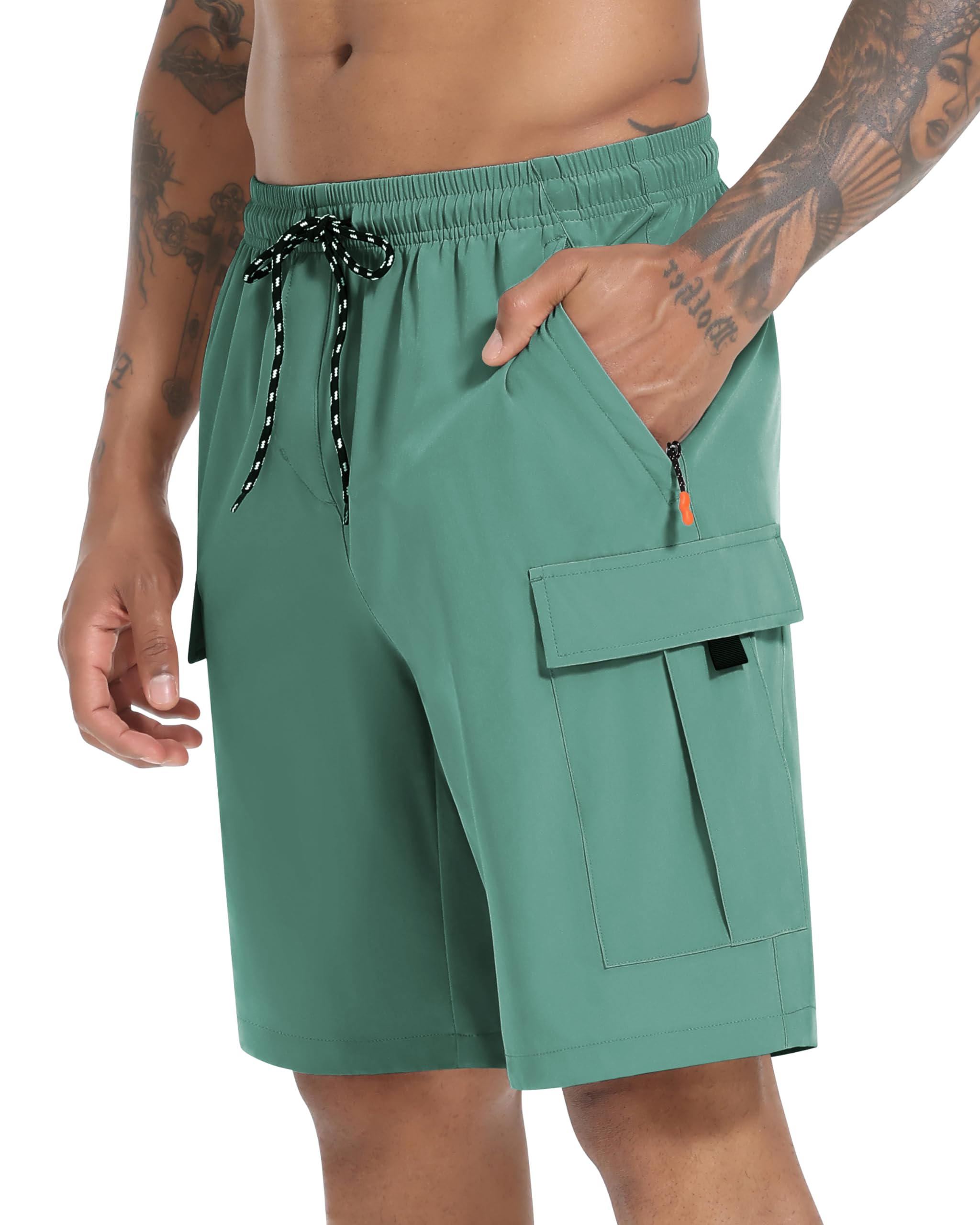Men's Cargo Shorts Quick Dry Lightweight Stretch Hiking Shorts for Men with 5 Pockets No Lining