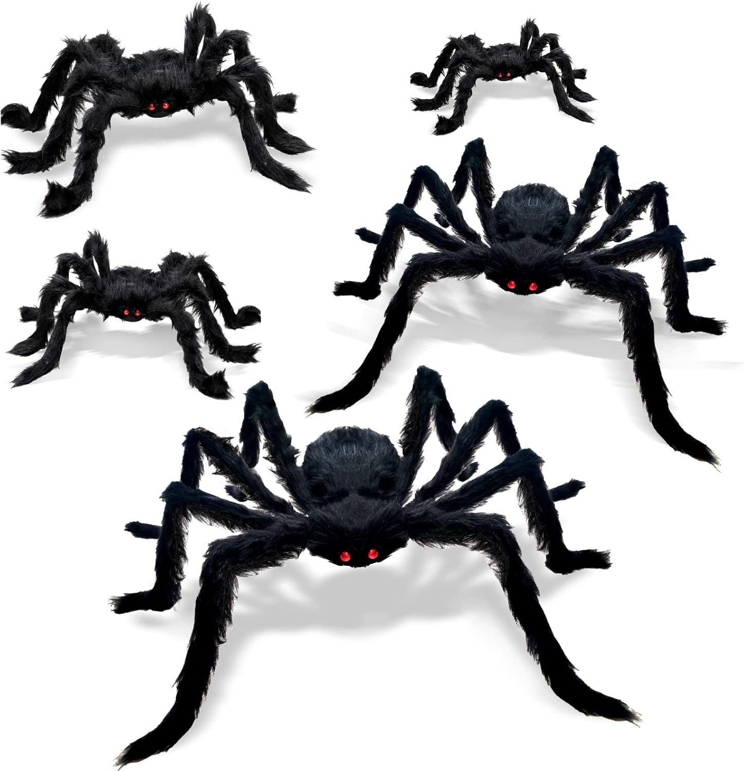 5 Pcs Halloween Spiders Decorations, Realistic Spiders Halloween Decor Indoor Outdoor