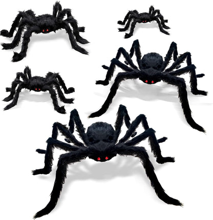 5 Pcs Halloween Spiders Decorations, Realistic Spiders Halloween Decor Indoor Outdoor