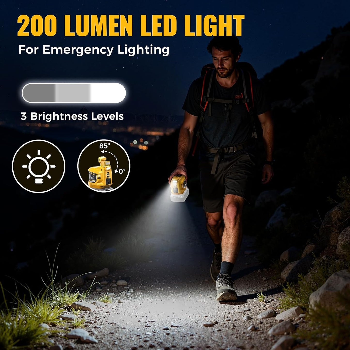 Real 200W Power Inverter Compatible With Dewalt, DC 20V to AC 110-120V Battery Inverter, LIVOWALNY Portable Power Station Generator, Charger Adapter Battery Powered with 2 USB & 1 Type-C & 1 AC Outlet