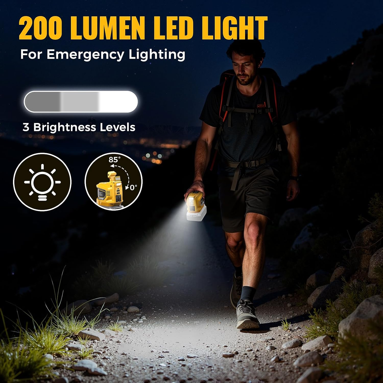 Real 200W Power Inverter Compatible With Dewalt, DC 20V to AC 110-120V Battery Inverter, LIVOWALNY Portable Power Station Generator, Charger Adapter Battery Powered with 2 USB & 1 Type-C & 1 AC Outlet