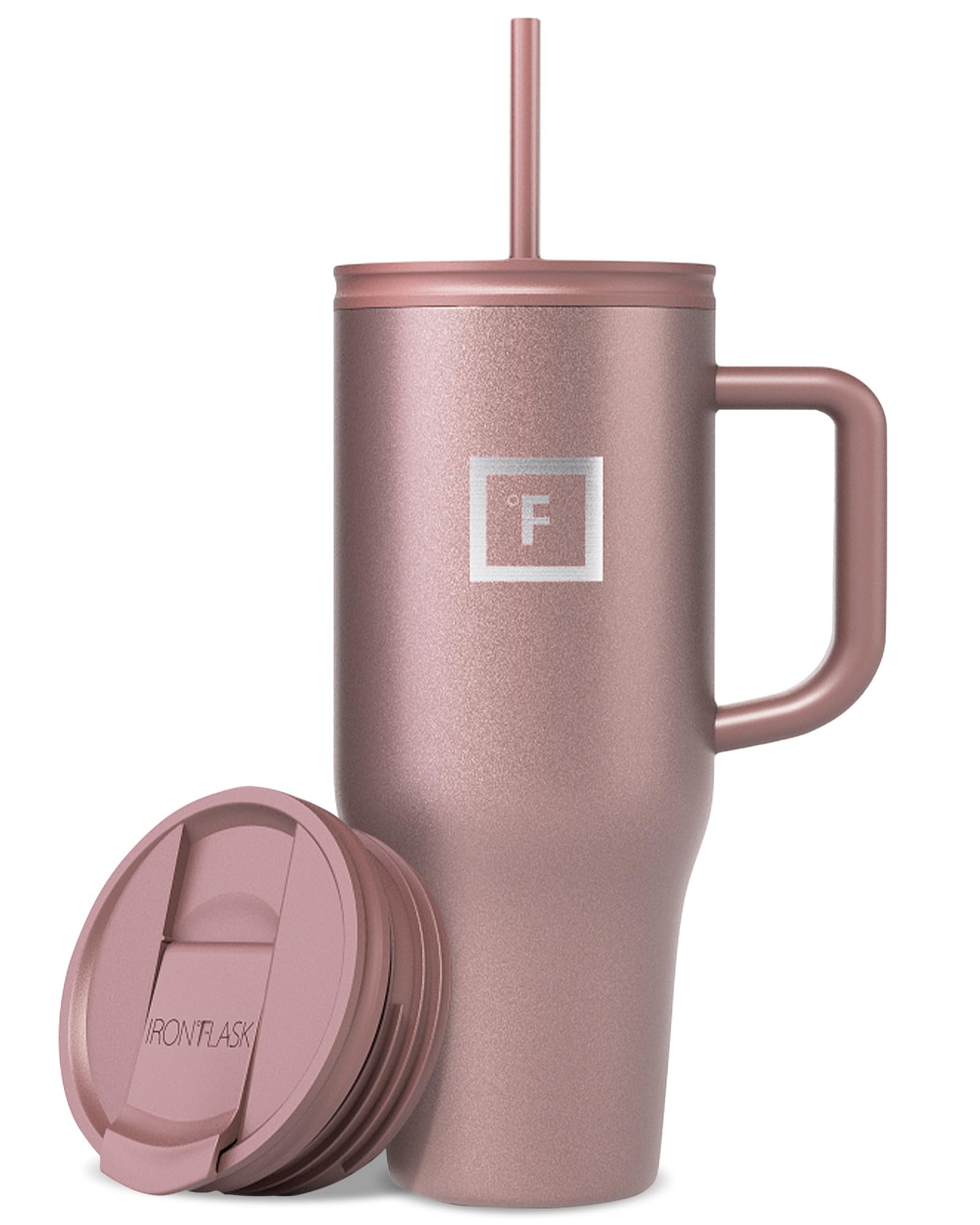 IRON °FLASK Co-Pilot Insulated Mug w/Straw & Flip Cap Lids - Cup Holder Bottle for Hot, Cold Drink - Leak-Proof - Water, Coffee Portable Travel Mug - Aurora, 40 Oz