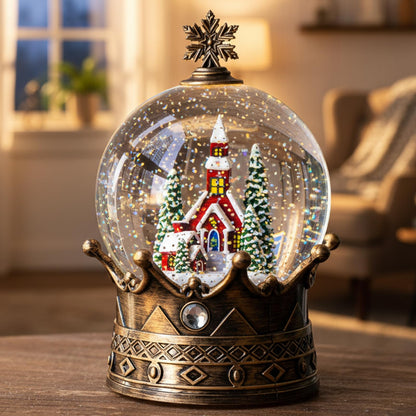 Christmas Snow Globe Swirling Glittering Nativity Scene with Music, USB Lined/Battery Operated Lighted Water Lantern for Christmas Festival Decoration Gifts