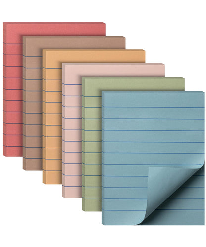 Mr. Pen- Lined Sticky Notes 3x3, 6 Pads, 45 Sheet/Pads, Pastel Colors, Sticky Notes with Lines