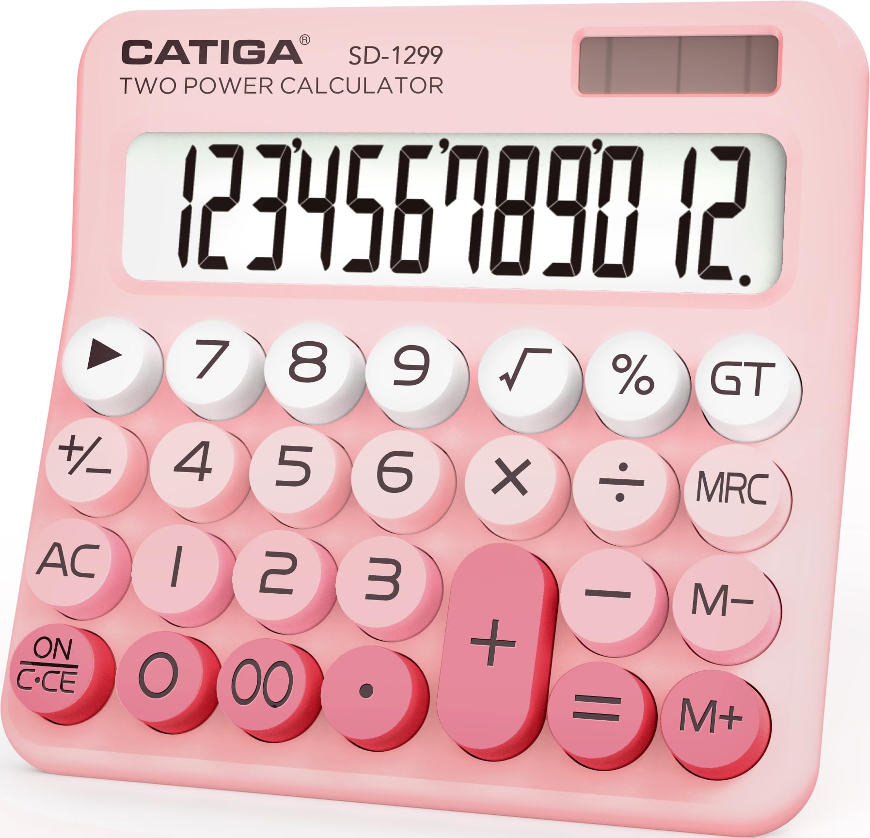 CATIGA Desktop Calculator 8 Digit with Solar Power and LCD Display, Big Buttons, for Home, Office, School, Class and Business, 4 Function Small Basic Calculators for Desk, CD-8185